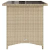 Bézs polyrattan üveglapos kerti asztal 110x68x70 cm