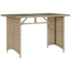 Bézs polyrattan üveglapos kerti asztal 110x68x70 cm
