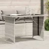 Szürke polyrattan üveglapos kerti asztal 110x68x70 cm