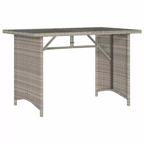 Szürke polyrattan üveglapos kerti asztal 110x68x70 cm