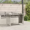 Szürke polyrattan üveglapos kerti asztal 110x68x70 cm
