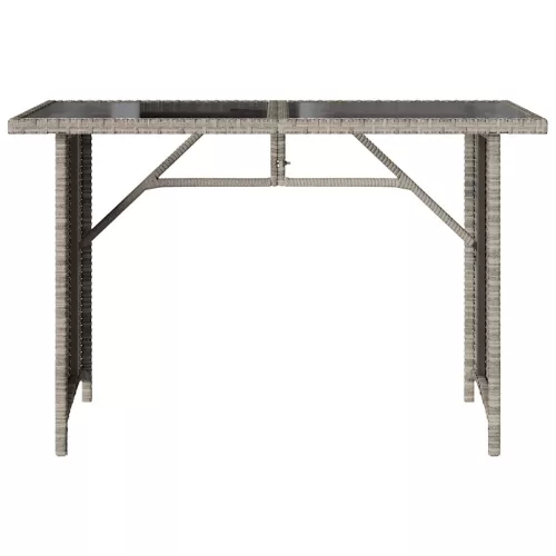 Szürke polyrattan üveglapos kerti asztal 110x68x70 cm