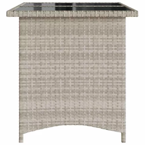 Szürke polyrattan üveglapos kerti asztal 110x68x70 cm