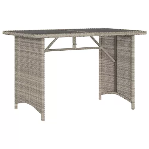 Szürke polyrattan üveglapos kerti asztal 110x68x70 cm