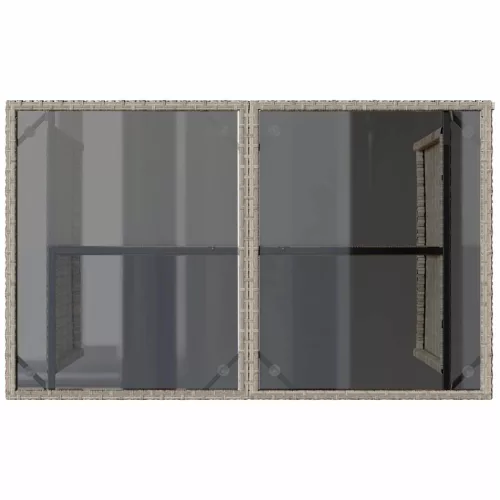 Szürke polyrattan üveglapos kerti asztal 110x68x70 cm