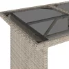 Szürke polyrattan üveglapos kerti asztal 110x68x70 cm