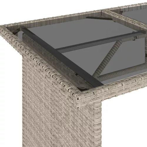 Szürke polyrattan üveglapos kerti asztal 110x68x70 cm