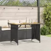 Fekete polyrattan falapos kerti asztal 110 x 68 x 70 cm