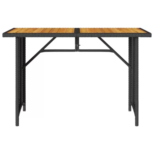 Fekete polyrattan falapos kerti asztal 110 x 68 x 70 cm