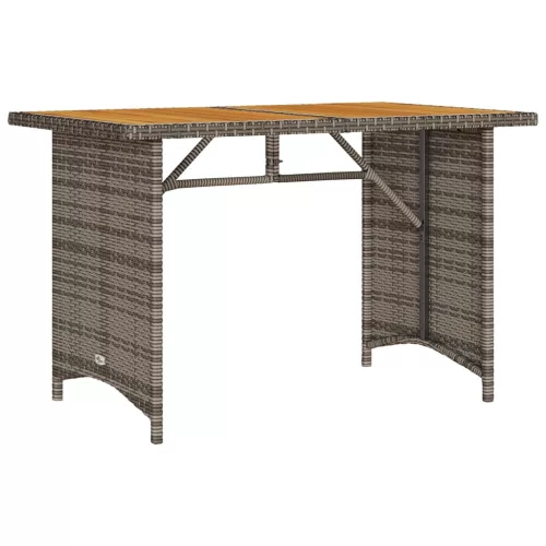 Szürke polyrattan falapos kerti asztal 110x68x70 cm