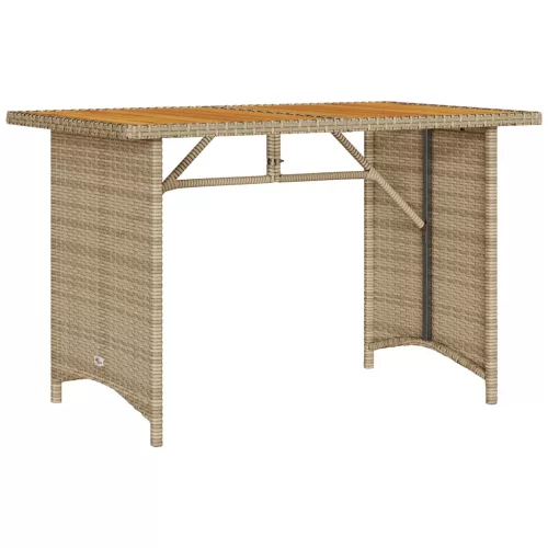 Bézs polyrattan falapos kerti asztal 110x68x70 cm