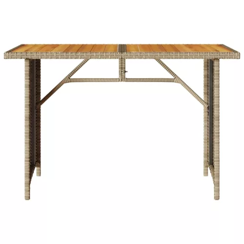 Bézs polyrattan falapos kerti asztal 110x68x70 cm