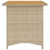 Bézs polyrattan falapos kerti asztal 110x68x70 cm