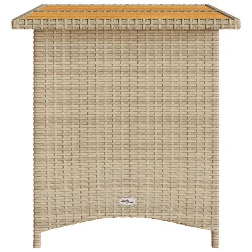 Bézs polyrattan falapos kerti asztal 110x68x70 cm