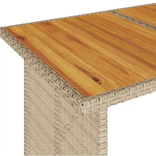 Bézs polyrattan falapos kerti asztal 110x68x70 cm