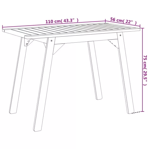 Tömör akácfa kerti étkezőasztal 110 x 56 x 75 cm