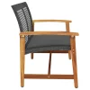 Fekete polyrattan és akácfa kerti pad 112 cm