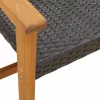 Fekete polyrattan és akácfa kerti pad 112 cm