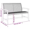 Fekete polyrattan és akácfa kerti pad 112 cm