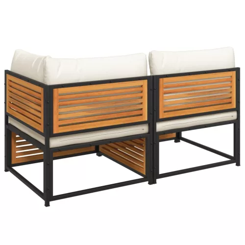 2 személyes tömör akácfa kerti kanapé párnával