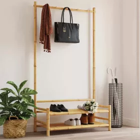 Bambusz ruhaállvány polcokkal 103 x 40 x 183 cm