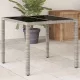 Világosszürke polyrattan üveglapos kerti asztal 90 x 90 x 75 cm