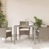 Világosszürke polyrattan üveglapos kerti asztal 90 x 90 x 75 cm