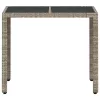 Világosszürke polyrattan üveglapos kerti asztal 90 x 90 x 75 cm