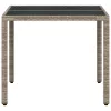 Világosszürke polyrattan üveglapos kerti asztal 90 x 90 x 75 cm
