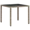 Világosszürke polyrattan üveglapos kerti asztal 90 x 90 x 75 cm