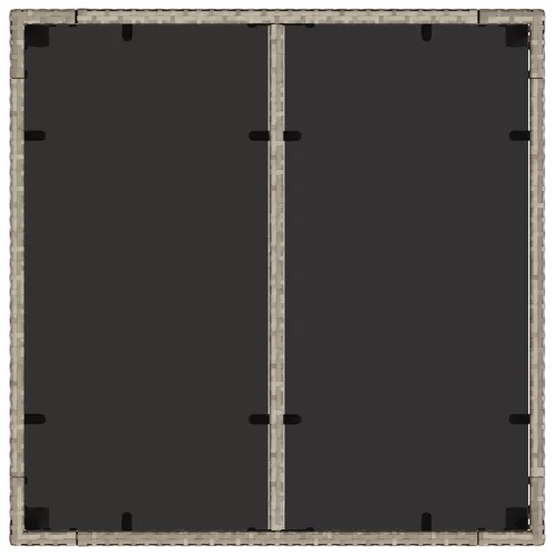 Világosszürke polyrattan üveglapos kerti asztal 90 x 90 x 75 cm