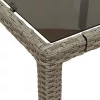 Világosszürke polyrattan üveglapos kerti asztal 90 x 90 x 75 cm