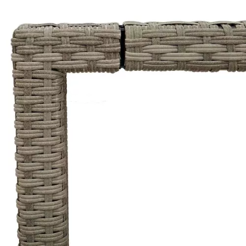 Világosszürke polyrattan üveglapos kerti asztal 90 x 90 x 75 cm