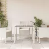 Fehér polyrattan üveglapos kerti asztal 90 x 90 x 75 cm
