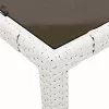 Fehér polyrattan üveglapos kerti asztal 90 x 90 x 75 cm