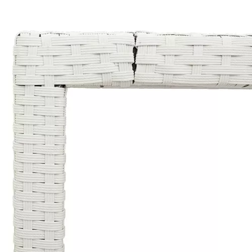 Fehér polyrattan üveglapos kerti asztal 90 x 90 x 75 cm