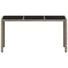 Világosszürke polyrattan üveglapos kerti asztal 150x90x75 cm