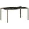 Világosszürke polyrattan üveglapos kerti asztal 150x90x75 cm