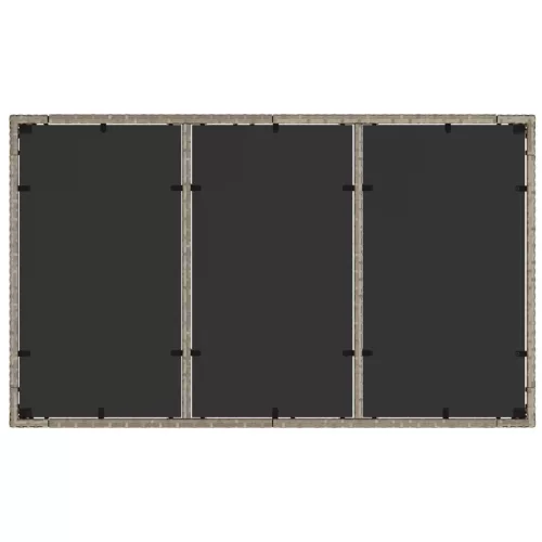 Világosszürke polyrattan üveglapos kerti asztal 150x90x75 cm