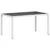 Fehér polyrattan üveglapos kerti asztal 150 x 90 x 75 cm
