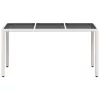 Fehér polyrattan üveglapos kerti asztal 150 x 90 x 75 cm