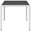 Fehér polyrattan üveglapos kerti asztal 150 x 90 x 75 cm