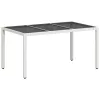 Fehér polyrattan üveglapos kerti asztal 150 x 90 x 75 cm