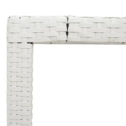 Fehér polyrattan üveglapos kerti asztal 150 x 90 x 75 cm