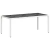 Fehér polyrattan üveglapos kerti asztal 190 x 90 x 75 cm
