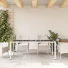Fehér polyrattan üveglapos kerti asztal 190 x 90 x 75 cm