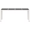 Fehér polyrattan üveglapos kerti asztal 190 x 90 x 75 cm