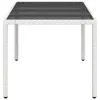 Fehér polyrattan üveglapos kerti asztal 190 x 90 x 75 cm
