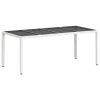 Fehér polyrattan üveglapos kerti asztal 190 x 90 x 75 cm