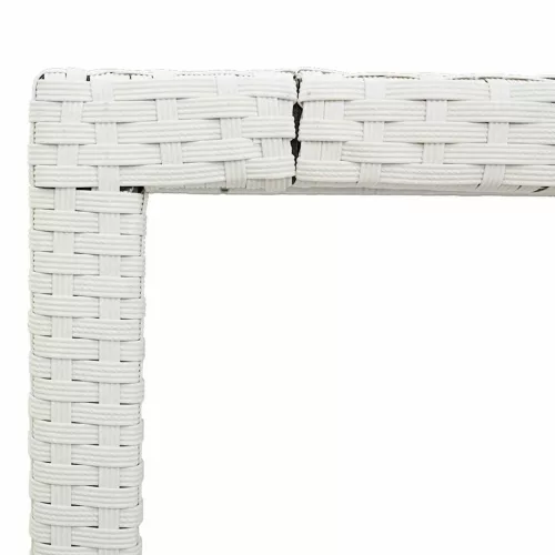 Fehér polyrattan üveglapos kerti asztal 190 x 90 x 75 cm